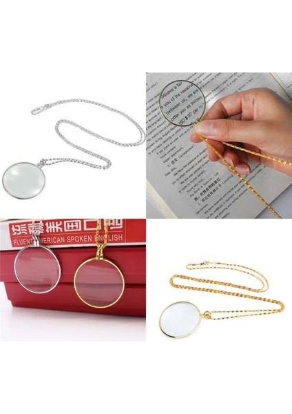 Altın Yenı Dekoratif Tek Gözlük Kolye 5x Büyüteç Büyüteç Kolye Altın Gümüş Kaplama Zincir Kolye Kadınlar Takı Için (Yurt Dışından) fırsatları