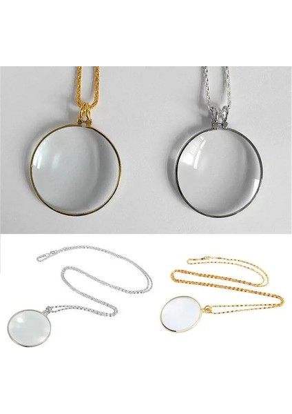 Altın Yenı Dekoratif Tek Gözlük Kolye 5x Büyüteç Büyüteç Kolye Altın Gümüş Kaplama Zincir Kolye Kadınlar Takı Için (Yurt Dışından) indirimleri