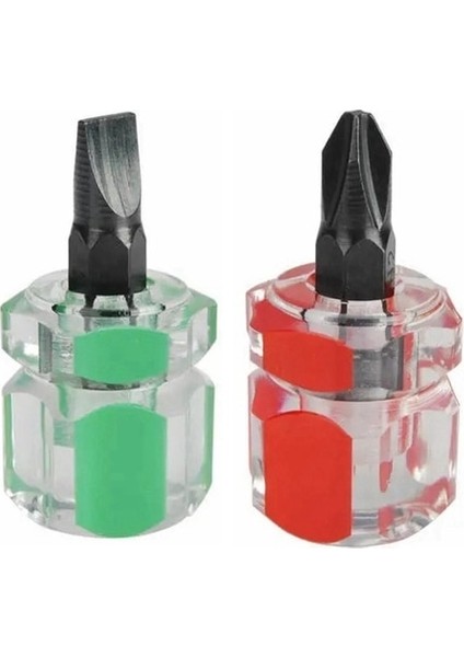 2 Adet Kırmızı Yeşil Mini Tornavida Phillips Tornavida Mini Tornavida Kısa Küçük Bölünmüş Çamurluk Araçları Kiti Oluklu Düz Çapraz Kafalı Tornavida (Yurt Dışından)