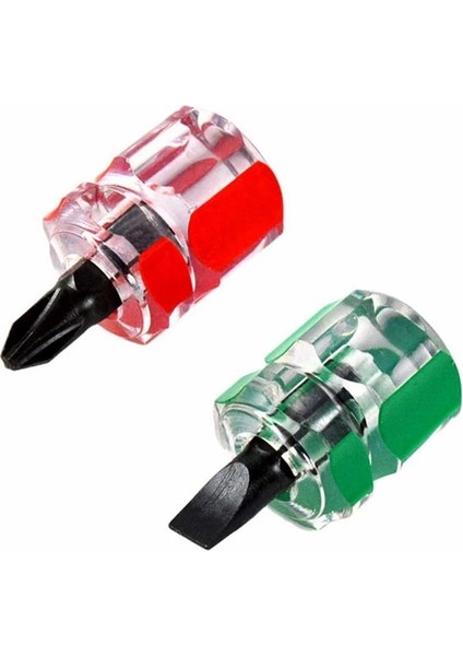 2 Adet Kırmızı Yeşil Mini Tornavida Phillips Tornavida Mini Tornavida Kısa Küçük Bölünmüş Çamurluk Araçları Kiti Oluklu Düz Çapraz Kafalı Tornavida (Yurt Dışından)
