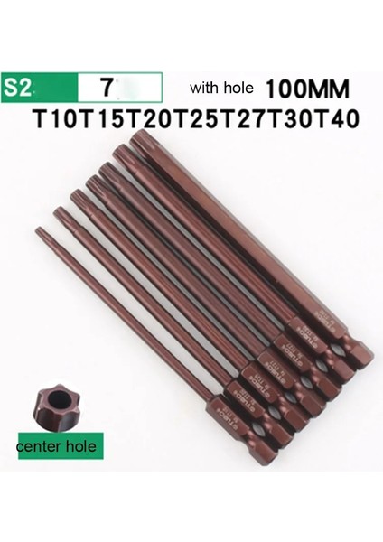 T25-1PCS 100MM Tornavida Bit S2 Çelik 1/4 "hex Shank Torx Manyetik Tornavida Uçları Cep Delik Jig T10, T15, T20, T25, T27, T30, T40 (Yurt Dışından)