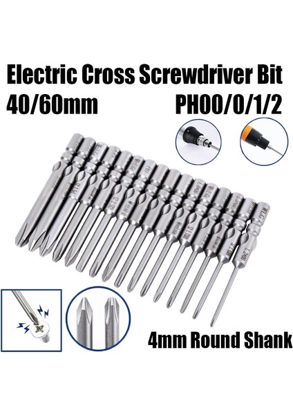 60MM x 1.5X20XPH00 40/60MM 800 Elektrikli Çapraz Tornavida Ucu 4mm Yuvarlak Şaft PH00/0/1/2 Manyetik Darbe Phillips Tornavida Matkap Ucu Toplu Kafa (Yurt Dışından) fiyatları