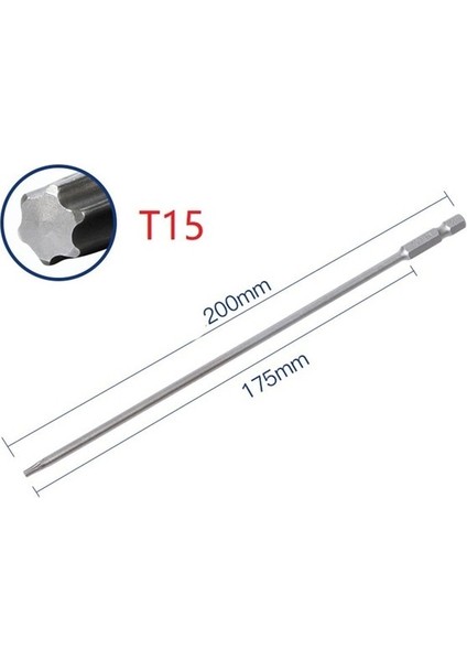 T15 1 Adet 200MM Uzun T10-T30 Manyetik Torx Tornavida Uçları Seti Elektrikli Tornavida Kafa Torx Tornavida T10 T15 T20 T25 T27 T30 (Yurt Dışından)