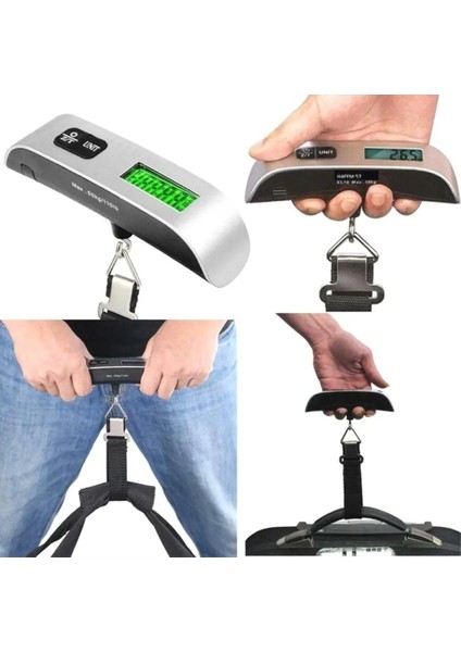 Gümüş Siyah LCD Bagaj Ölçeği 110LB/50 kg Taşınabilir Elektronik Ağırlık Dengesi Bavul Seyahat Çantası Asılı Steelyard Kanca Balıkçılık Terazisi (Yurt Dışından) fırsatları