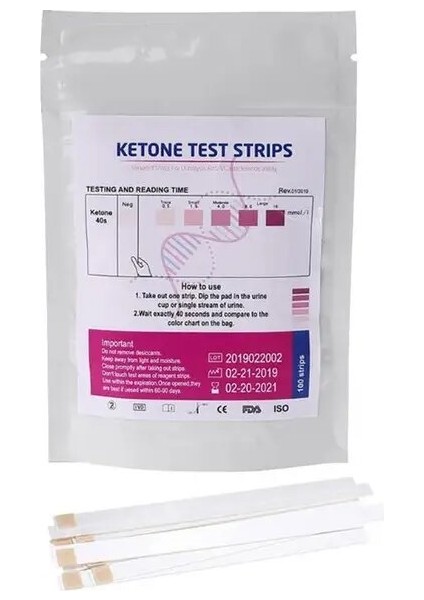 100 Şerit/torba Keton Test Kağıdı Idrar Keton Testi Keto Üretim Şeridi Professiona Vücut Analizi Testi Keton Asit Keton Y5T4 (Yurt Dışından)