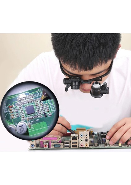 3led 45X Taşınabilir Lens Gözlem Büyüteç Kafa Bandı Gözlük Kafa LED Gözlem Bandı ile Büyüteç Gözlük Giyen (Yurt Dışından) modelleri