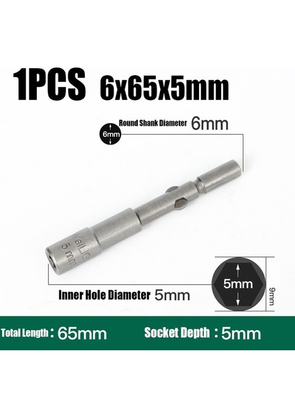 6X65X5MM 1 Adet 4MM-19MM Darbe Altıgen Soket 6mm Yuvarlak Şaft Vida Somun Sürücü Allen Anahtarı 802 Elektrikli Tornavida Matkap Ucu Adaptör Soketi Kiti (Yurt Dışından)
