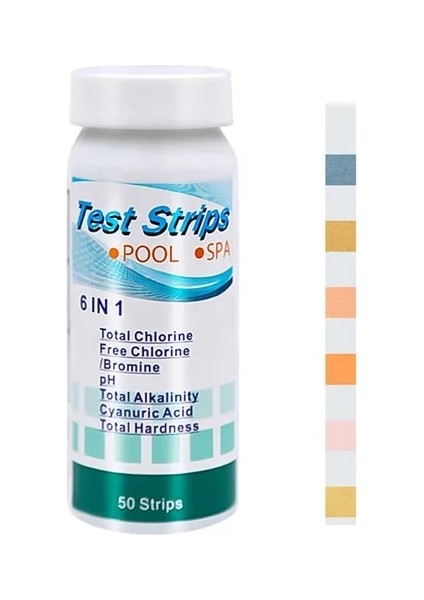 50 Adet 6 In 1 Spa Yüzme Havuzu Su Test Kağıdı Artık Klor Ph Değeri Alkalinite Sertlik Test Şeridi Havuz Temizleyici Aksesuarları (Yurt Dışından)