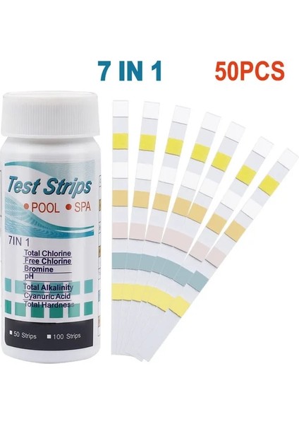 7 In 1 3-In-1 Klor Ph Test Şeritleri Spa Yüzme Havuzu Su Test Cihazı Kağıdı Artık Klor Ph Değeri Alkalinite Sertlik Test Şeridi (Yurt Dışından)