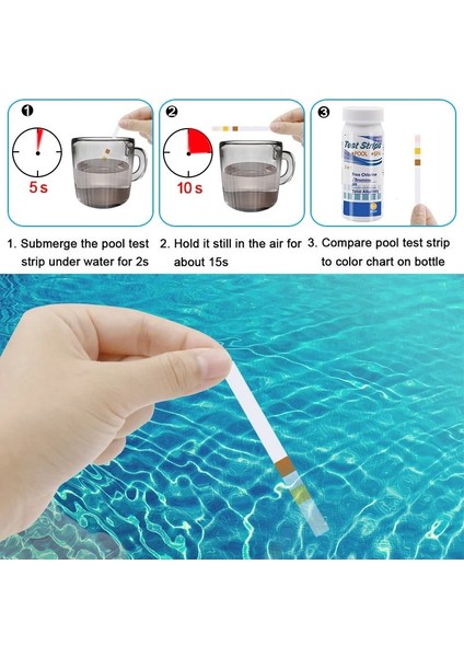 7 In 1 3-In-1 Klor Ph Test Şeritleri Spa Yüzme Havuzu Su Test Cihazı Kağıdı Artık Klor Ph Değeri Alkalinite Sertlik Test Şeridi (Yurt Dışından) fırsatları