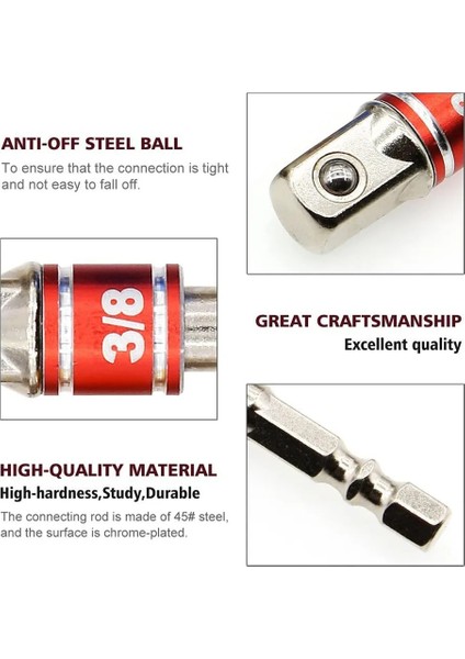Gümüş Sarı 1-4 Soket Adaptörü Darbe Sınıfı Cr-V 1/4" 3/8" 1/2" Hex Shank Bit Kare Elektrikli Matkap Soketleri Bit Seti Sürücü Anahtarı Kol Uzantısı (Yurt Dışından)