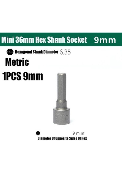1 Adet 9mm 4MM-13MM 5/32-1/2 36MM Mini Darbe Altıgen Soket Hex Shank Vida Somun Anahtarı Metrik Inç Elektrikli Tornavida Matkap Ucu Adaptör Aracı (Yurt Dışından)