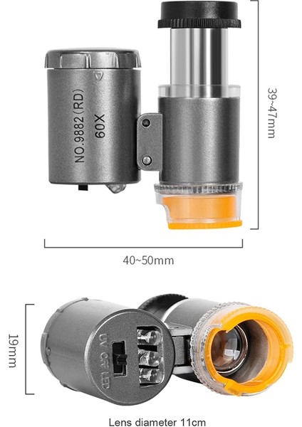 Gri 60X Taşınabilir Büyüteç LED Işık Uv Lamba Takı Mücevher Sikke Damga Kaya Izle Antika Algılama Test Cihazı Mikroskop (Yurt Dışından) modelleri