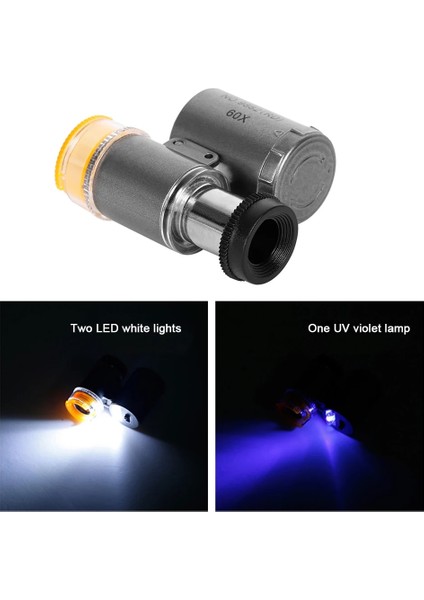 Gri 60X Taşınabilir Büyüteç LED Işık Uv Lamba Takı Mücevher Sikke Damga Kaya Izle Antika Algılama Test Cihazı Mikroskop (Yurt Dışından) fırsatları