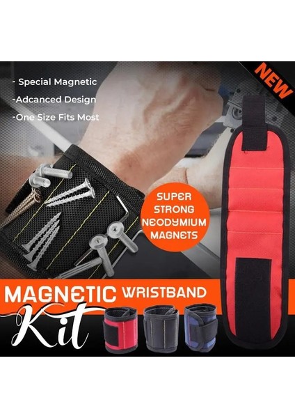 Kırmızı Mintiml Güçlü Manyetik Bileklik Taşınabilir Alet Çantası Vida Çivi Somun Cıvata Matkap Ucu Tamir Kiti Organizatör Depolama 6 Mıknatıslar (Yurt Dışından) modelleri