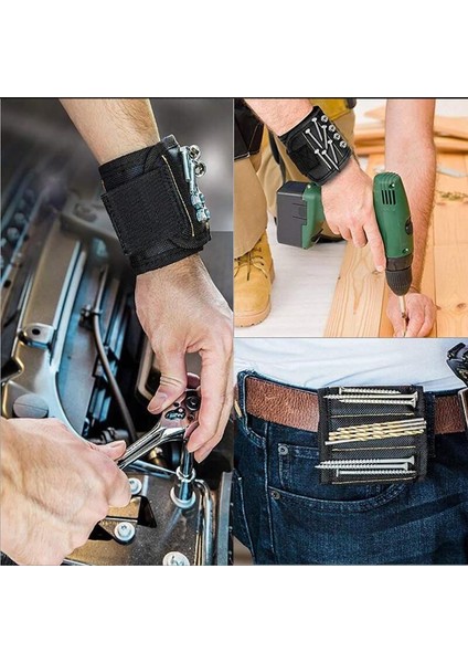 Kırmızı Mintiml Güçlü Manyetik Bileklik Taşınabilir Alet Çantası Vida Çivi Somun Cıvata Matkap Ucu Tamir Kiti Organizatör Depolama 6 Mıknatıslar (Yurt Dışından) fırsatları