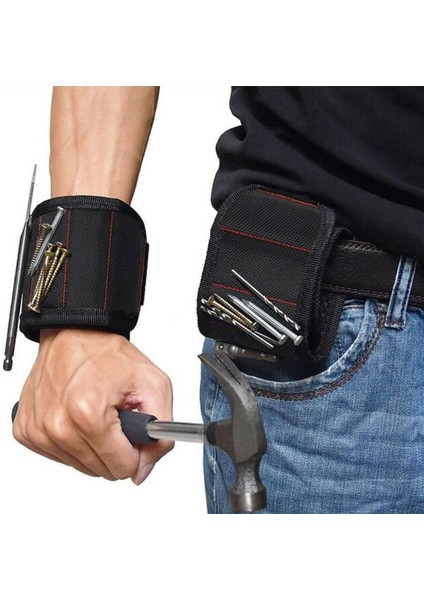 Kırmızı Mintiml Güçlü Manyetik Bileklik Taşınabilir Alet Çantası Vida Çivi Somun Cıvata Matkap Ucu Tamir Kiti Organizatör Depolama 6 Mıknatıslar (Yurt Dışından) indirimleri