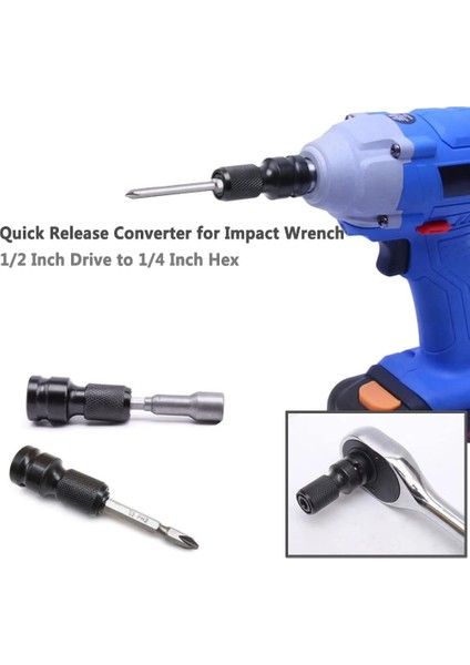 02 1/2 Inç Kare 1/4 Inç Hex Cırcır Soket Anahtarı Soket Adaptörü Ingiliz Anahtarı Takımı Sürücü Dönüştürücü Darbe Aracı (Yurt Dışından) fırsatları