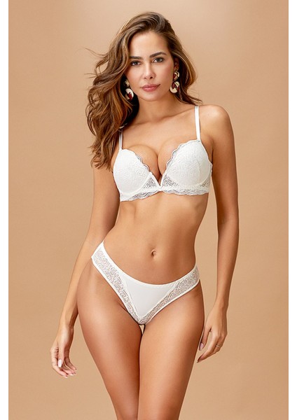Kadın Ekru Destekli Dolgulu Sütyen Takımı Q.5N5K2RK2.T.K.S