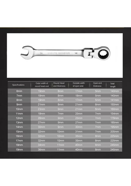 6mm 6-12MM Kombine Cırcır Anahtarı, Esnek Başlıklı, Çift Amaçlı Cırcır Aleti, Cırcır Kombinasyon Seti.araba El Aletleri (Yurt Dışından) fiyatları