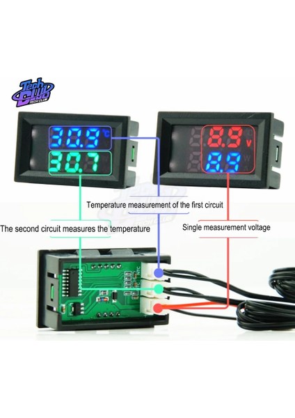 Bir Dc 4-28V 5V 12V 0.28 Inç LED Ekran Çift Voltmetre Dijital Sıcaklık Sensörü Termometre Ntc 10K 3950 Prob Kablosu (Yurt Dışından) fiyatları