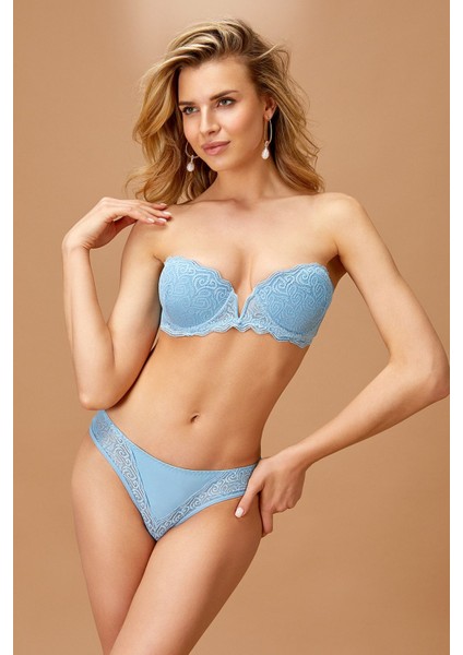 Kadın Mavi Destekli Straplez Sütyen Takım Q.5N6K2RK2.T.K.S