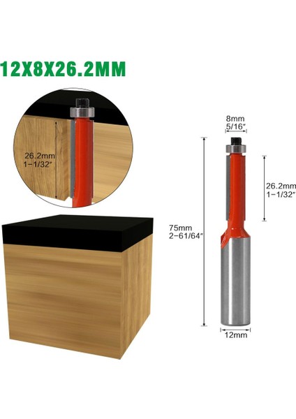 12X12X38MM 1 Adet 12MM Shank 2 "3" Gömme Trim Yönlendirici Bit Için Rulman ile Ahşap Şablon Desen Bit Tungsten Karbür Freze Kesicisi Ahşap (Yurt Dışından) indirimleri