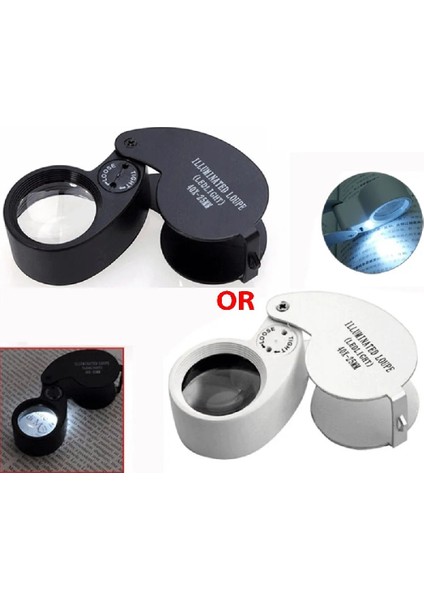 Siyah 40X Mini Büyüteç Işıklı Büyüteç Cam Göz Kuyumcular LED Işıkları Takı Paraları Pullar Antika Için Taşınabilir Katlanır Büyüteç (Yurt Dışından) fiyatları