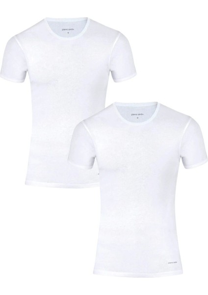 Erkek Pamuklu Beyaz 2'li Ribana O Yaka Fanila T-Shirt Q5.u.5o.k1.k.a.p.c