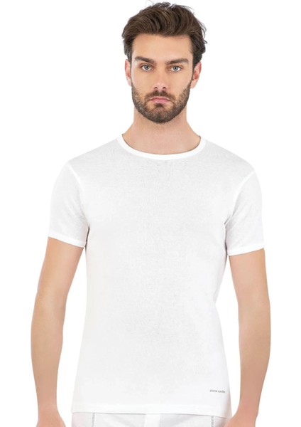 Erkek Pamuklu Beyaz 2'li Ribana O Yaka Fanila T-Shirt Q5.u.5o.k1.k.a.p.c