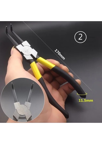 Stil 2 170MM Segman Pensesi 7 Inç Iç/dış Ağır Hizmet Segmanı Pensesi Bükülmüş Çene ile Halka Sökücü Tespit Сьемник (Yurt Dışından)