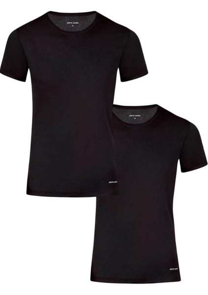 Erkek Pamuklu Siyah 2'li Ribana O Yaka Fanila T-Shirt Q5.u.5o.k1.k.a.p.c