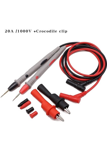 Ac ile 20A Pvc Tel 1 Çift Dijital Multimetre Probu Yumuşak Silikon Tel Iğne Ucu Timsah Klipsli Evrensel Test Uçları LED Test Cihazı Için Multimetro (Yurt Dışından)