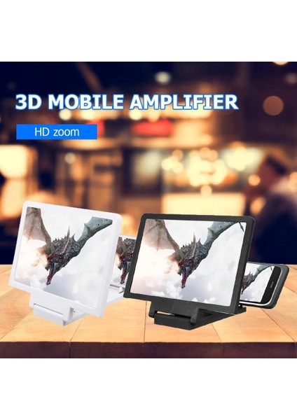 Siyah 3D Telefon Ekran Büyüteci Hd Güçlendirilmiş Katlanabilir 5.5 Inç Braket Amplifikatör Masaüstü Büyüteç Akıllı Telefon Tutucu (Yurt Dışından) modelleri