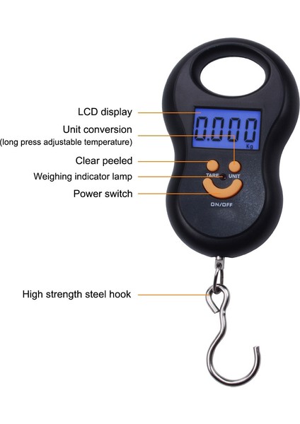 Turuncu Taşınabilir 50KG 10G Asılı Ölçek Dijital Terazi Arka Işık Elektronik Balıkçılık Ağırlıkları Cep Ölçeği Bagaj Terazileri Siyah (Yurt Dışından) modelleri