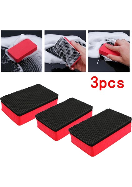 3 Adet Araba Kil Çubuğu Balmumu Cila Pedi Temizleme Silgi Çubuğu Sünger Blok Yıkama Temizleyici 9*6*2.5cm Tamponlar Parlatma Güç Aracı Aksesuarı (Yurt Dışından)
