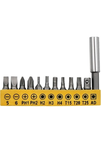 12 Adet 25MM Tornavida Ucu Seti Çok Fonksiyonlu Çok Yönlü Tornavidalar Uzatma Çubuğu Alet Takımı Oluklu/ph/torx Çapraz Matkap Ucu Kafa T20 (Yurt Dışından)