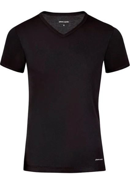Erkek Pamuklu Siyah 2'li Ribana V Yaka Fanila T-Shirt Q5.u.5o.k3.k.a.p.c