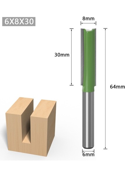 6mm x 8X30 1/4 Inç 6mm Shank Düz Bit Freze Kesicisi Tek, Çift Flüt Ahşap Kesiciler Tungsten Karbür Yönlendirici Bit Ağaç Işleme Aleti (Yurt Dışından)