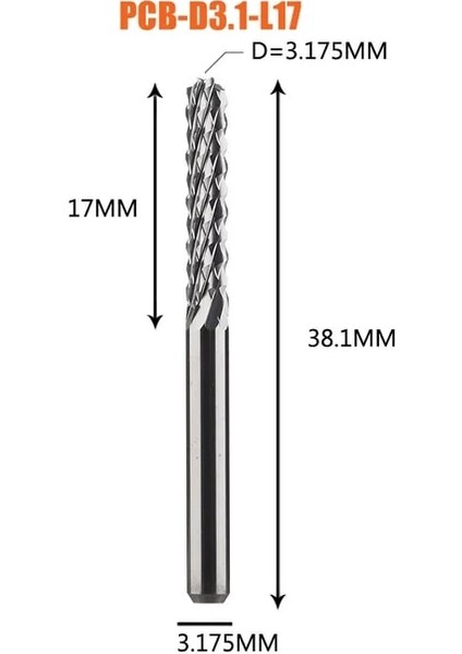 1 ADET-D3.1-17-D3.175 Katı Karbür Mısır End Mill Freze Kesici Uçları D0.8, 1.0, 1.6, 1.8, 2.4, 3.1 Pcb End Mill Cnc Kesici Freze Aletleri (Yurt Dışından)
