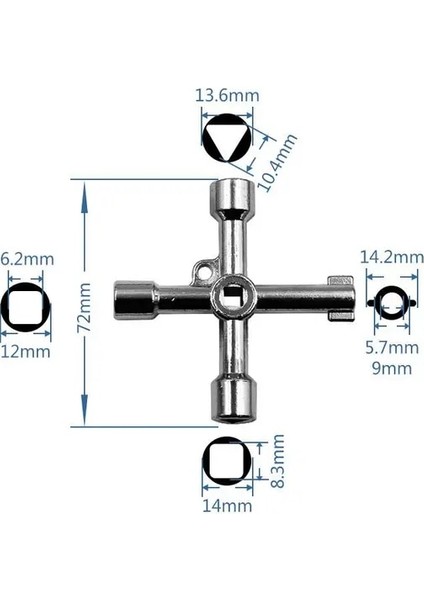 09 4 In 1 Evrensel Çapraz Anahtar Üçgen Anahtarı Anahtar Tren Elektrikli Asansör Dolabı Vana Alaşım Üçgen Kare Delik El Aletleri (Yurt Dışından)