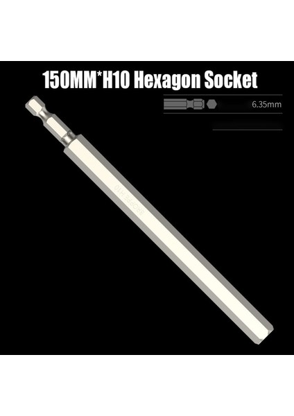 150 mm x H10 50/75/100/150 mm H3-H10 Altıgen Soket Tornavida Ucu Manyetik Elektrikli Toplu Kafa Yüksek Sertlik S2 Alaşımlı Çelik Tornavida Bit (Yurt Dışından)