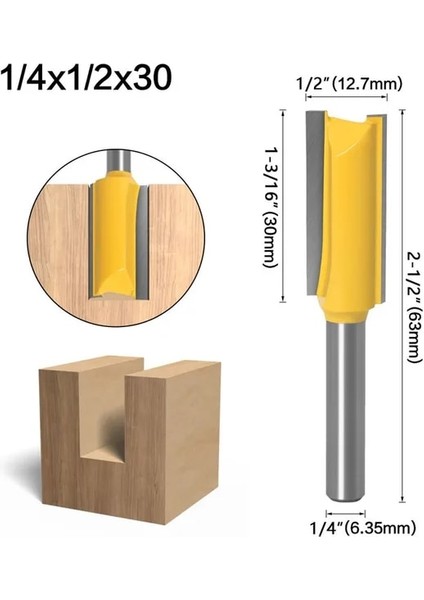 NO29 1 Adet 1/4 Inç Shank Giyotin Temizleme Gömme Trim Ahşap Yönlendirici Bit Düz Freze Kesiciler Ahşap 6.35MM Shank Ağaç Işleme Araçları (Yurt Dışından)