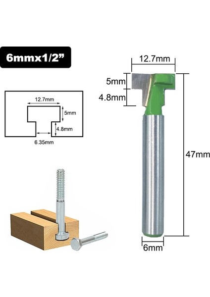 02 1 Adet 1/4 "6.35MM 6mm Shank Freze Kesicisi Ahşap Oyma T-Yuvası Kesici Yönlendirici Bit Seti Altıgen Cıvata Anahtar Delikli Matkap Uçları Ağaç Işleme Freze (Yurt Dışından) indirimleri