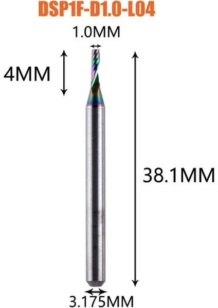 DSP1F-D1.0-L04 1 Adet Aaaaa Tek Kanallı Karbür Spiral Uçlu Değirmen 3.175 ,4 ,5 ,6 mm Spiral Alüminyum Değirmen Cnc 3D Gravür Ağaç Işleme Akrilik Dlc (Yurt Dışından)