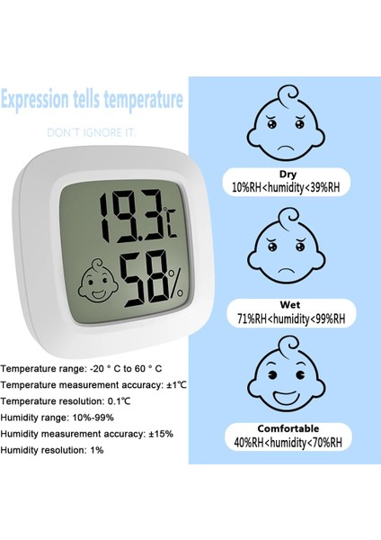 Beyaz-C Vastar Smiley Mini LCD Dijital Termometre Higrometre Kapalı Oda Sıcaklığı Nem Ölçer Sensör Ölçer Hava Istasyonu (Yurt Dışından) fırsatları