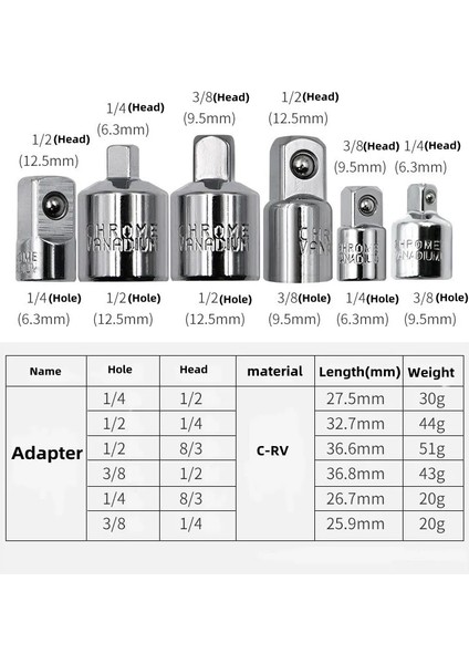 E 1 Adet Soket Adaptörü Cırcır Anahtarı Adaptörü 1/2 Büyük Sinek Dönüş 3/8 Orta Sinek Dönüş 1/4 Küçük Sinek Cr-V Krom Vanadyum Çeliği (Yurt Dışından)