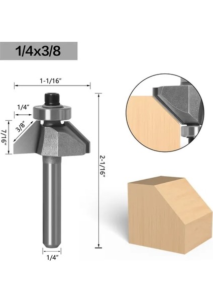 6mm Sap 6.35X9.52 1 Adet 1/4 "1/2" Shank Pah Kesici Freze Uçları Ahşap At Burun Ucu 45 Derece Cnc Ağaç Işleme Aletleri Iki Flüt Freze (Yurt Dışından)