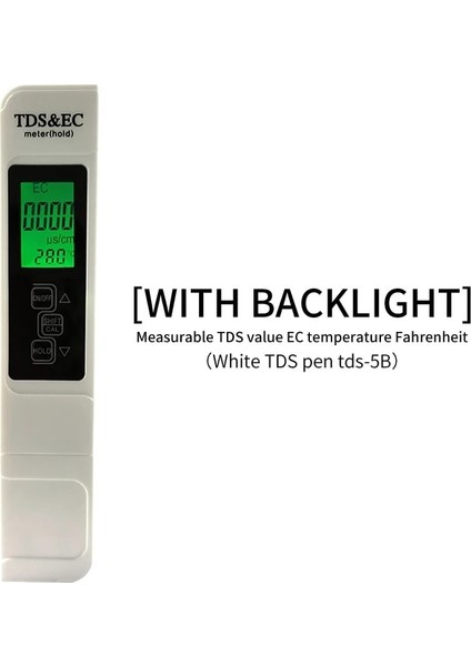Tds-Ec-Withbacklight 3'ü 1 Arada Tds Ec Sıcaklık Monitörü 0-9999 Ppm Su Sayacı Hızlı Pcr Içme Suyu Kalitesi Test Cihazı Analizörü Akvaryum Filtre Test Cihazı (Yurt Dışından)