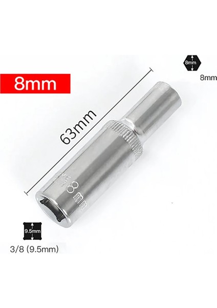 14MM 1 Adet Uzunluk 63MM Altıgen Soket Kol Anahtarı Metrik 3/8 "(9.5mm) Arayüz Soketleri Bit El Aletleri 8MM-24MM (Yurt Dışından) modelleri